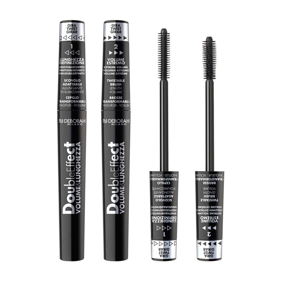Deborah Double Effect Volume & Length Black Mascara - 8ml