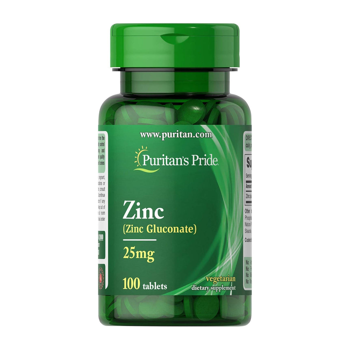 Puritan's Pride Zinc Gluconate 25 Mg Tablets - 100 Tablets