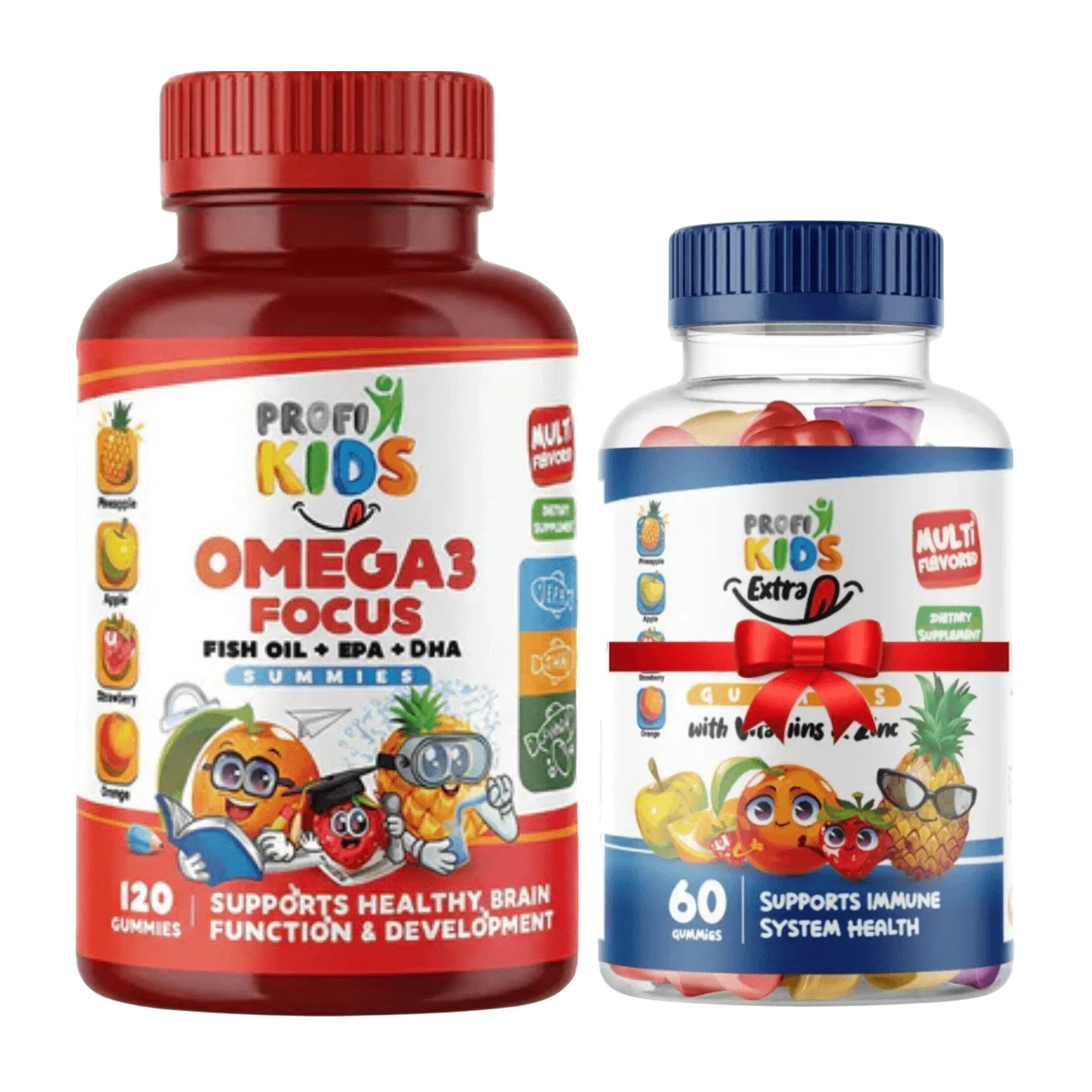 Profi Kids Omega 3 Focus 120 Gummies + Extra Multivitamins 60 Gummies Free
