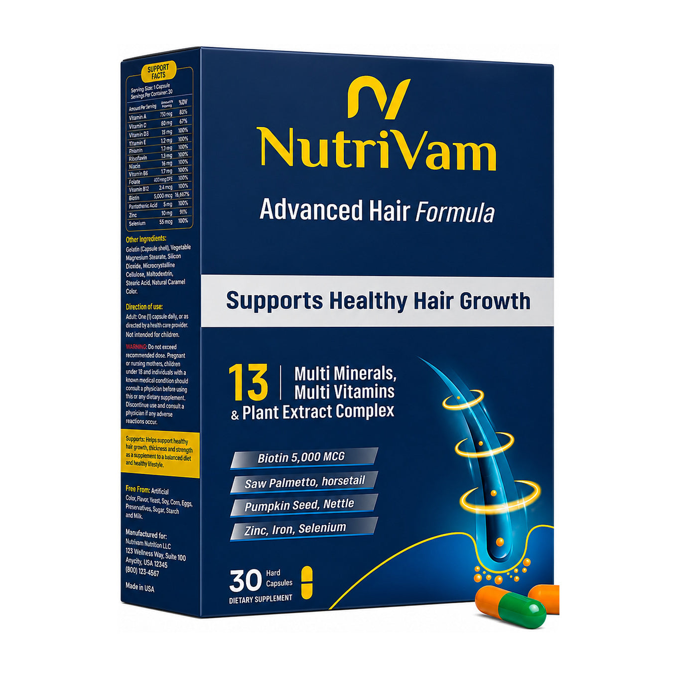 Nutrivam Advanced Hair Formula Capsules - 30 Capsules