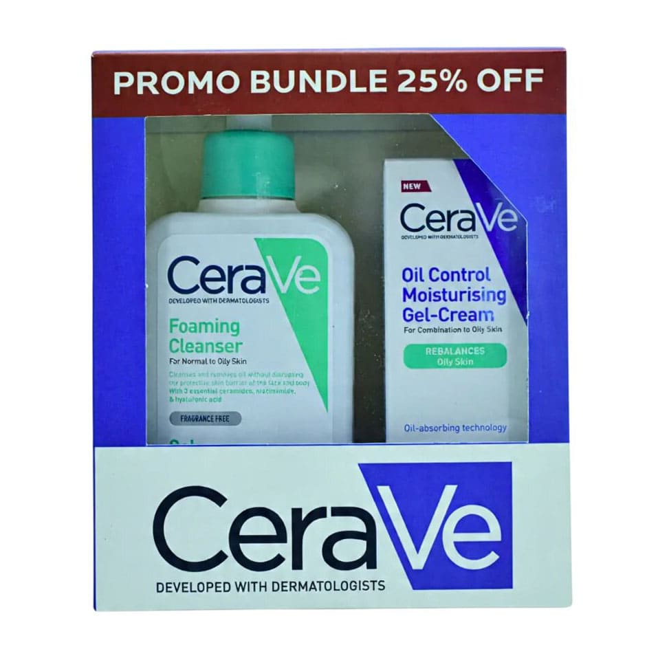 Cerave Foaming Cleanser + Oil Control Gel Cream Promo Bundle 25% OFF