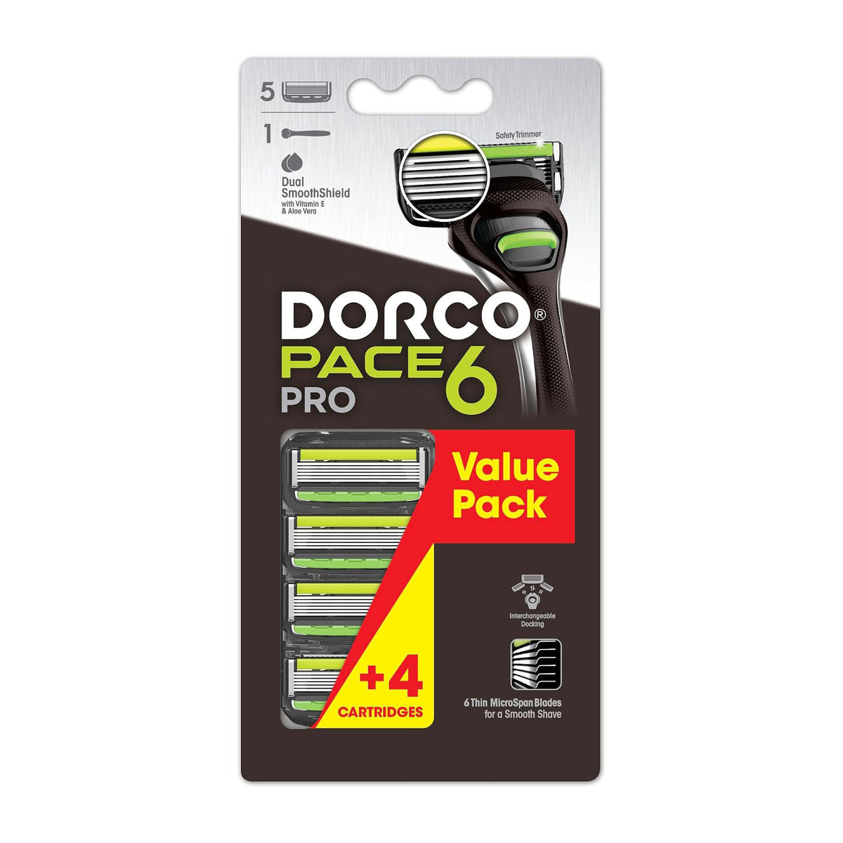 Dorco Pace 6 Pro Razor For Men - 5 Blades