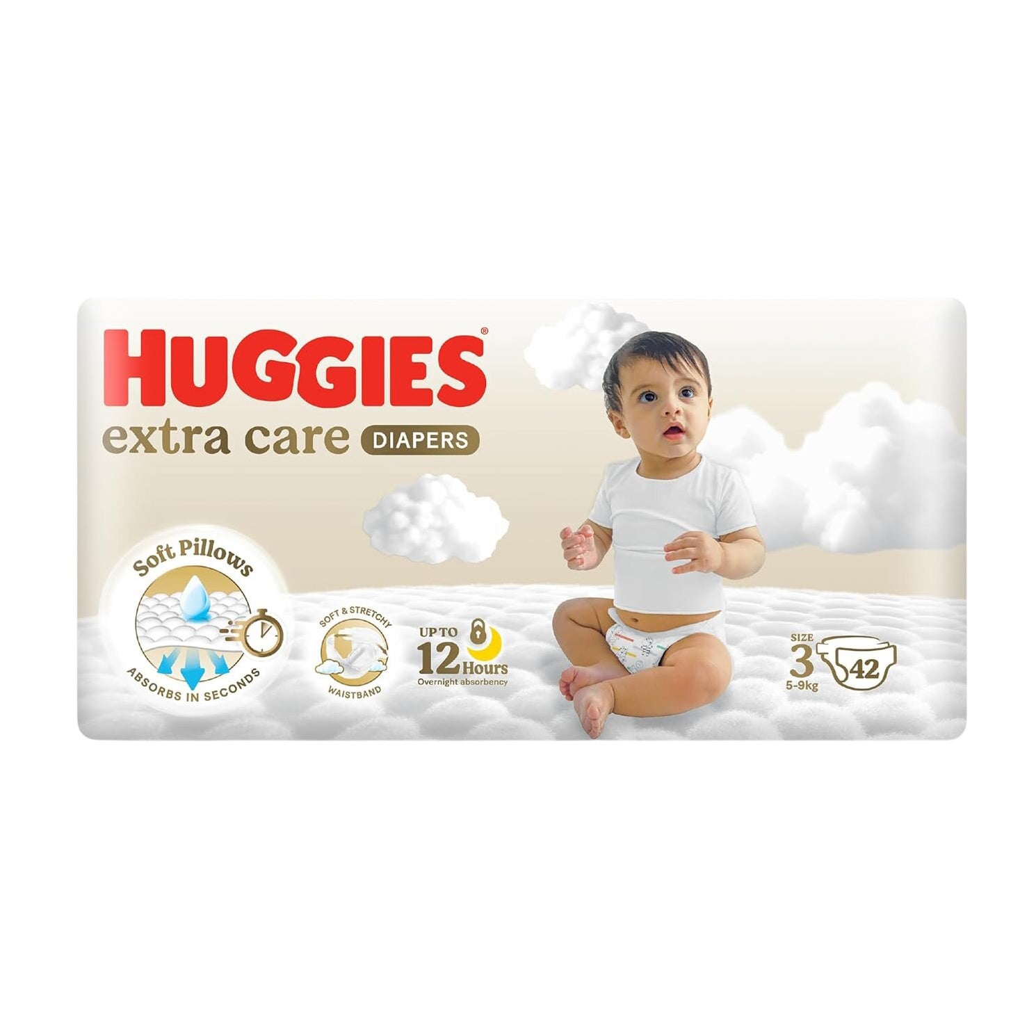 Huggies Extra Care Size 3 (5-9kg) Diapers - 42 Diapers