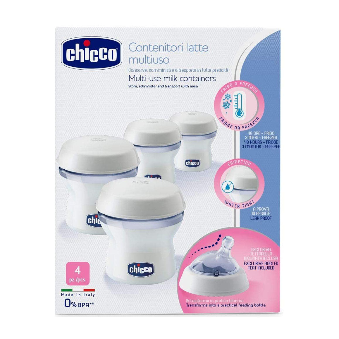 Chicco Natural Feeling Milk Container 150ml - 4 Pcs