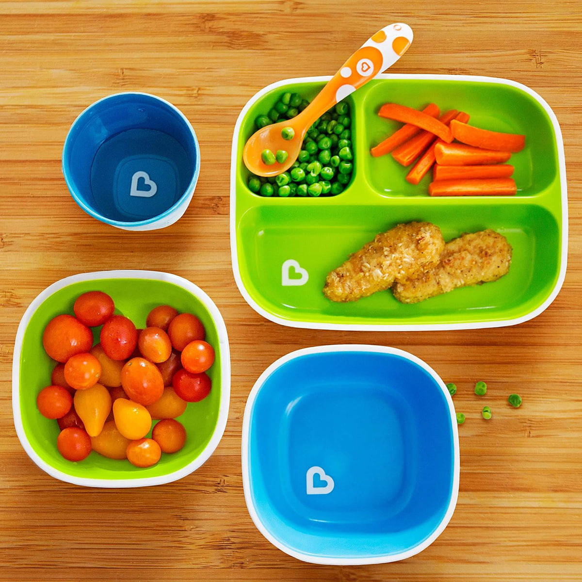 Munchkin Splash Toddler Bowls & Plates Dining Set - Blue & Green