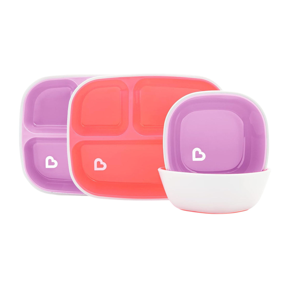 Munchkin Splash Toddler Bowls & Plates Dining Set (6m+) - Pink & Purple