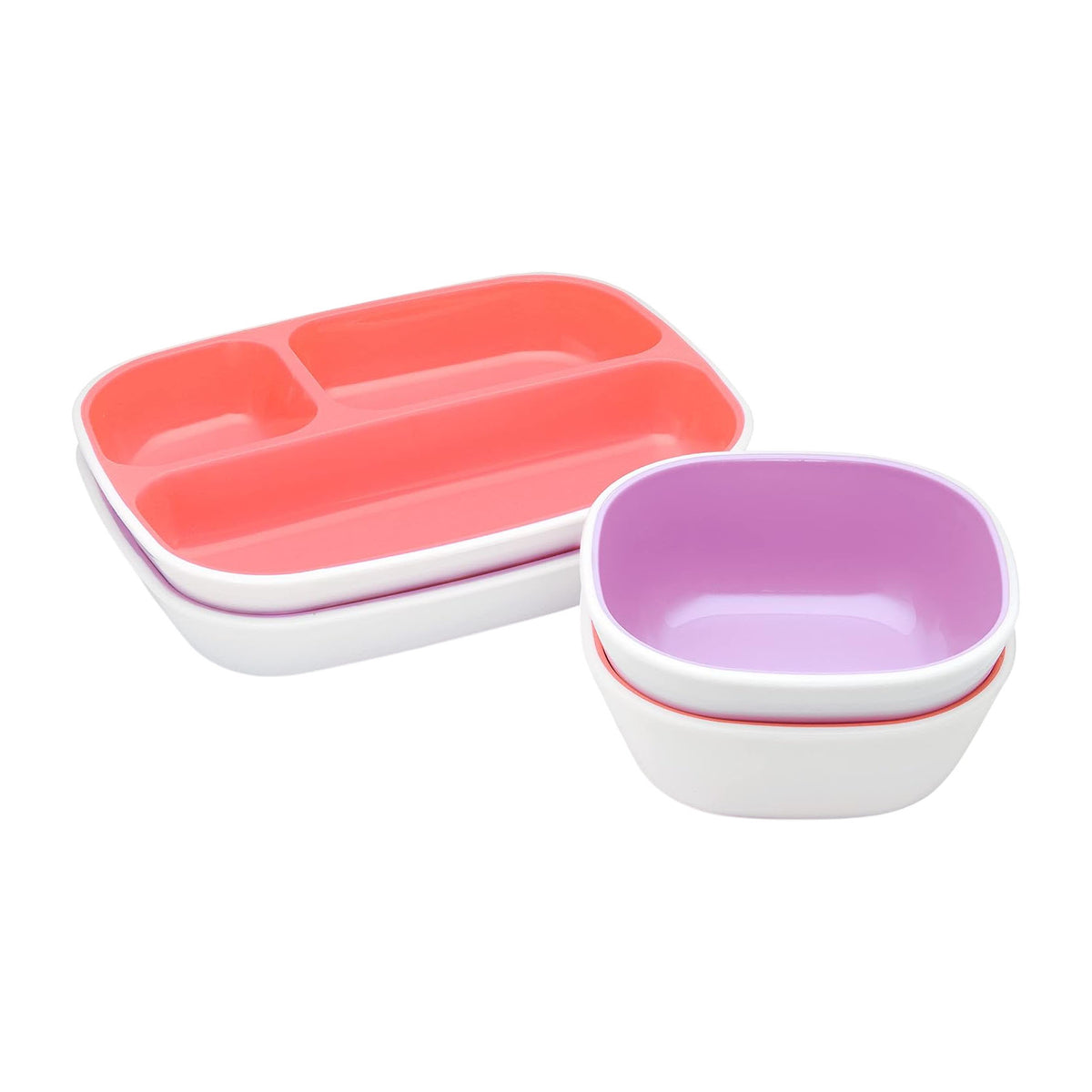 Munchkin Splash Toddler Bowls & Plates Dining Set (6m+) - Pink & Purple