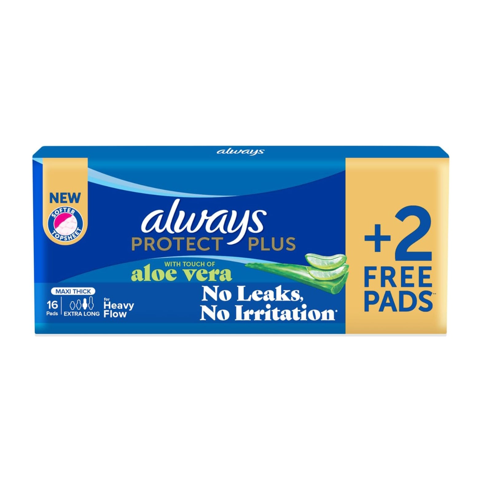 Always Protect Plus Aloe Vera Extra Long Pads - 16 Pads - Bloom Pharmacy