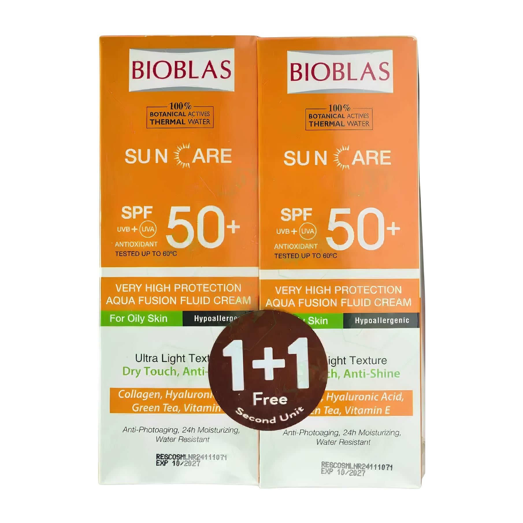 Bioblas Sun Care Offer 1+1 Aqua Fusion Fluid Cream SPF 50+ For Oily Skin – 50ml - Bloom Pharmacy