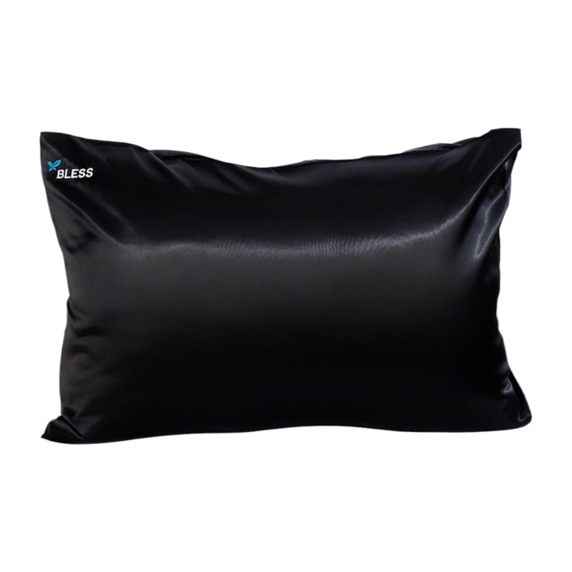 Bless Antistatic Satin Pillowcase + Bonus Scrunchie - Black - Bloom Pharmacy