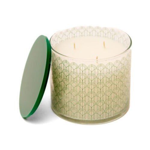 Candle Connection Fresh Linen Scented Candle Waves Glass Green - Bloom Pharmacy