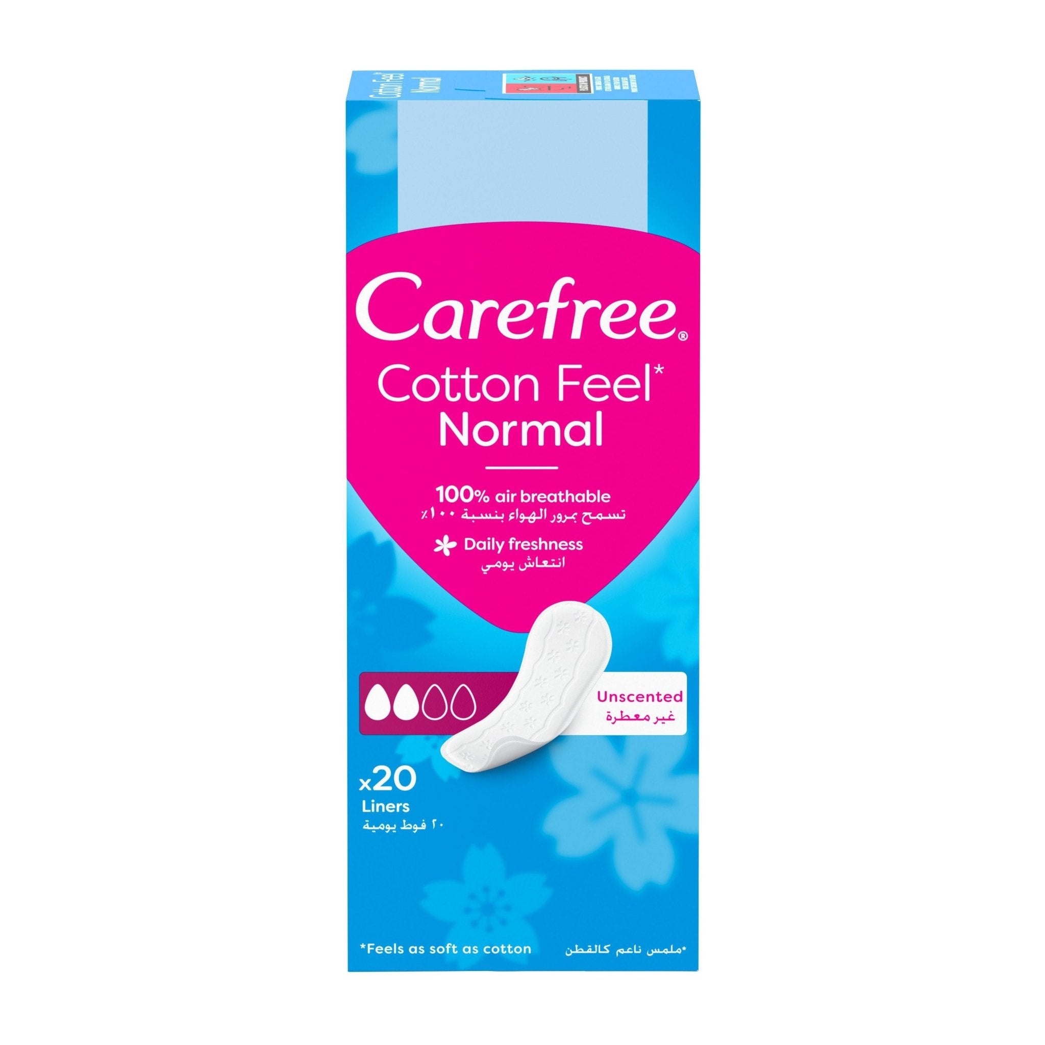 Carefree Cotton Feel Unscented Pantyliners - 20 Pcs - Bloom Pharmacy