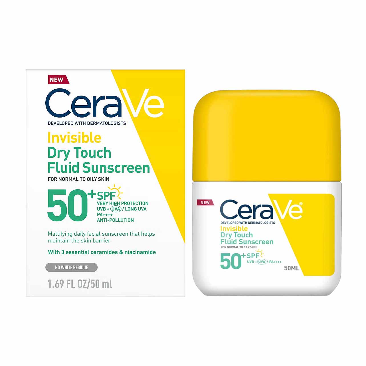 Cerave Invisible Dry Touch Fluid SPF 50+ Sunscreen For Normal to Oily Skin - 50ml - Bloom Pharmacy