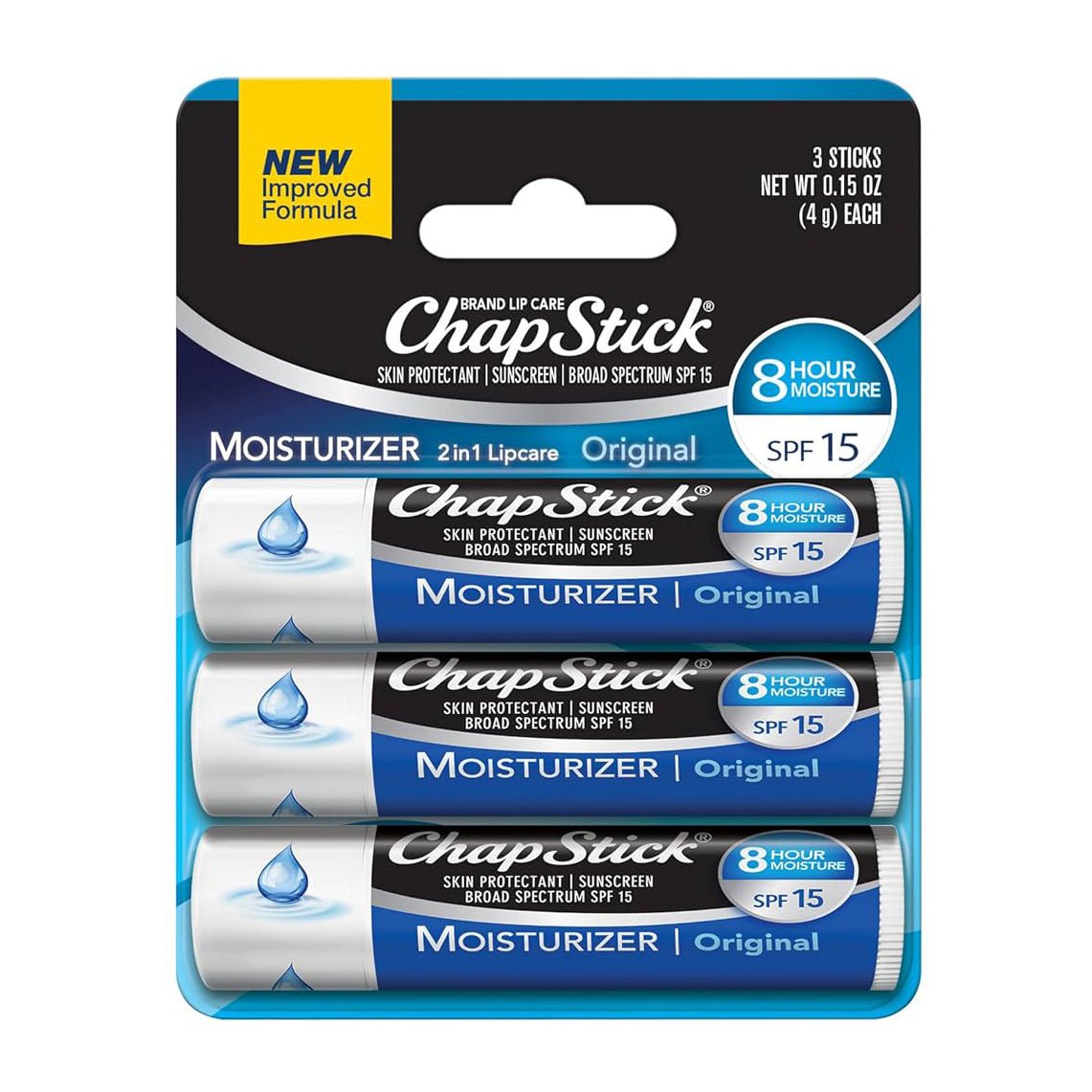 ChapStick Moisturizer Original SPF 15 Sunscreen Lip Balm - 3 Sticks - Bloom Pharmacy