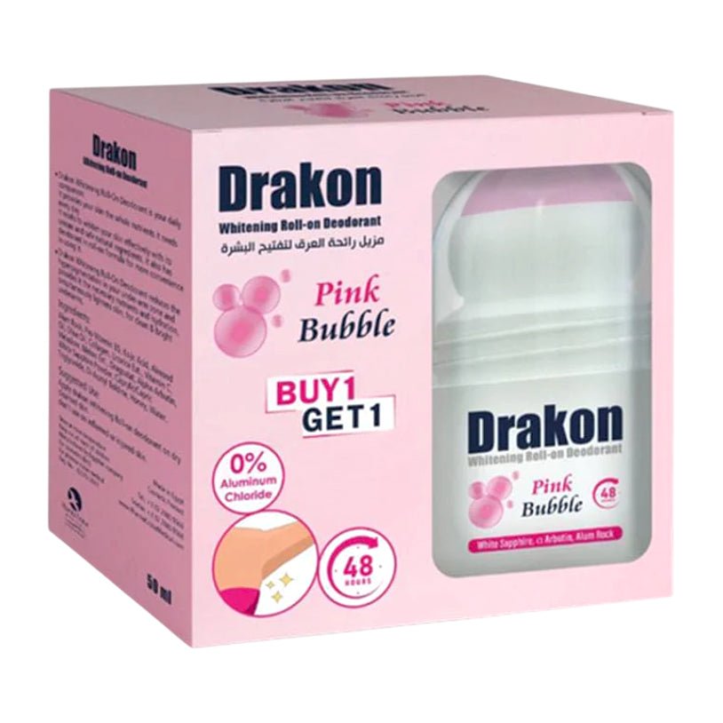 Drakon Offer 1+1 Whitening Pink Bubble Roll On Deodorant - 50ml - Bloom Pharmacy