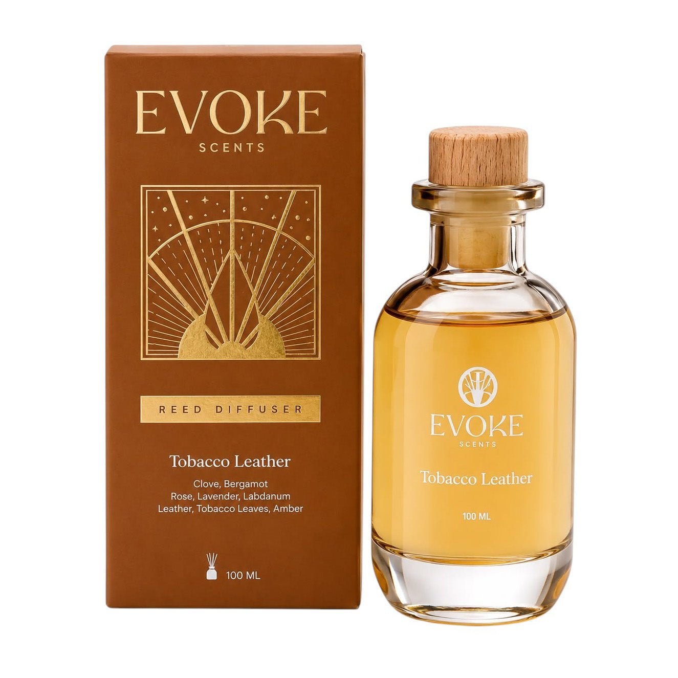 Evoke Tobacco Leather Reed Diffuser - 100ml - Bloom Pharmacy