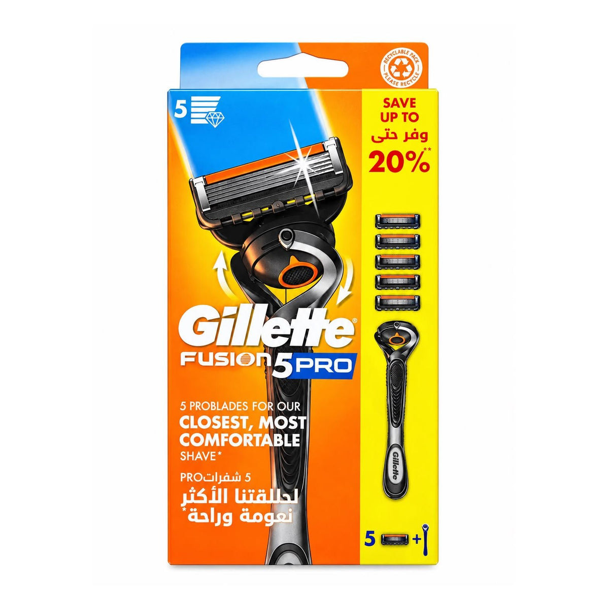 Gillette Fusion5 Pro Men’s Razor 5 Blades + 1 Handle - Bloom Pharmacy