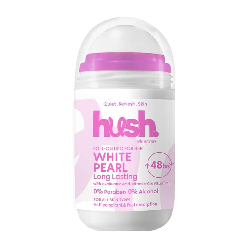 Hush White Pearl Deodorant Roll On For Her - 50ml - Bloom Pharmacy