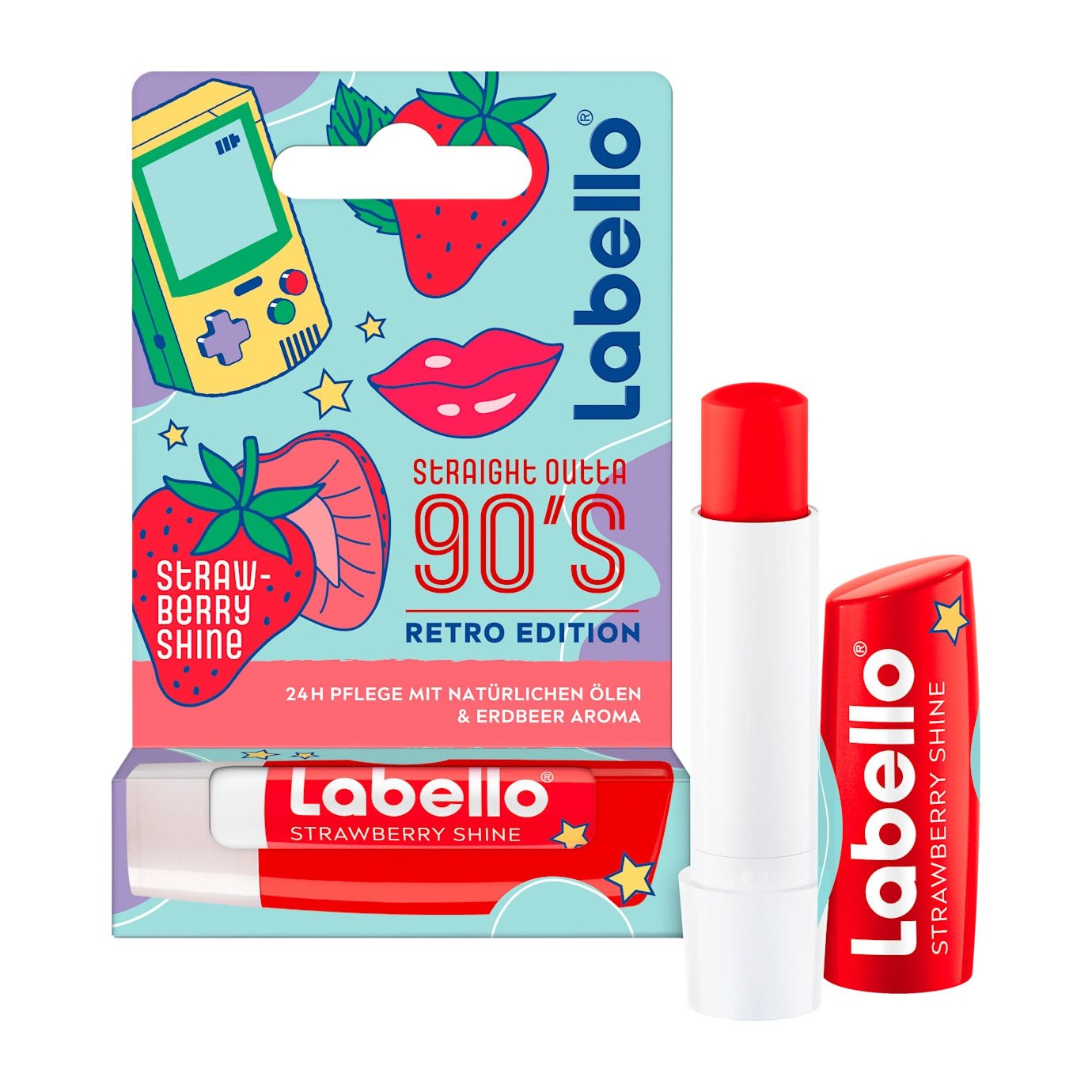 Labello Straight outt a 90´s Strawberry Shine Lip Balm - 4.8 g - Bloom Pharmacy