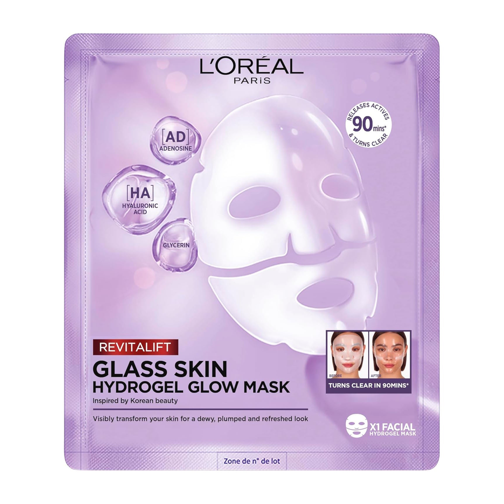 Loreal Revitalift Glass Skin Hydrogel Glow Mask - 1 Sheet - Bloom Pharmacy