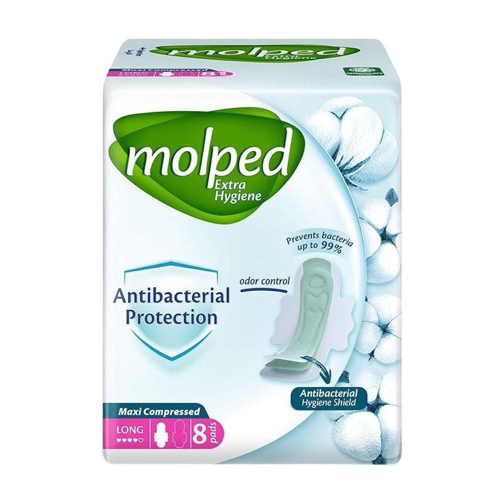 Molped Antibacterial Maxi Compressed Long Pads - 8 Pads - Bloom Pharmacy