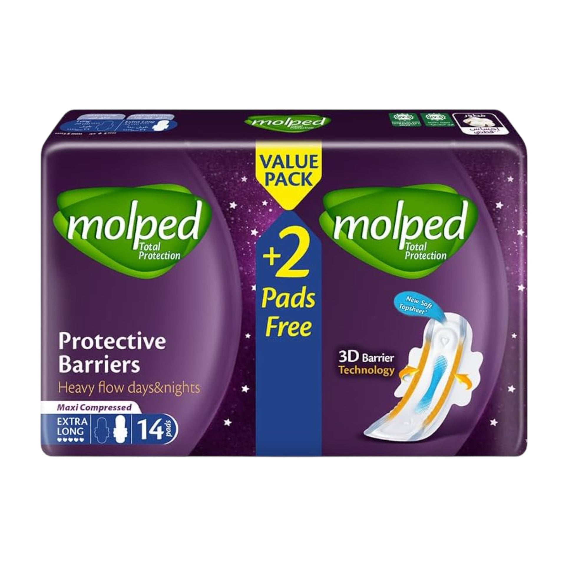 Molped Protective Barriers Maxi Thick Extra Long Pads - 14 pads - Bloom Pharmacy