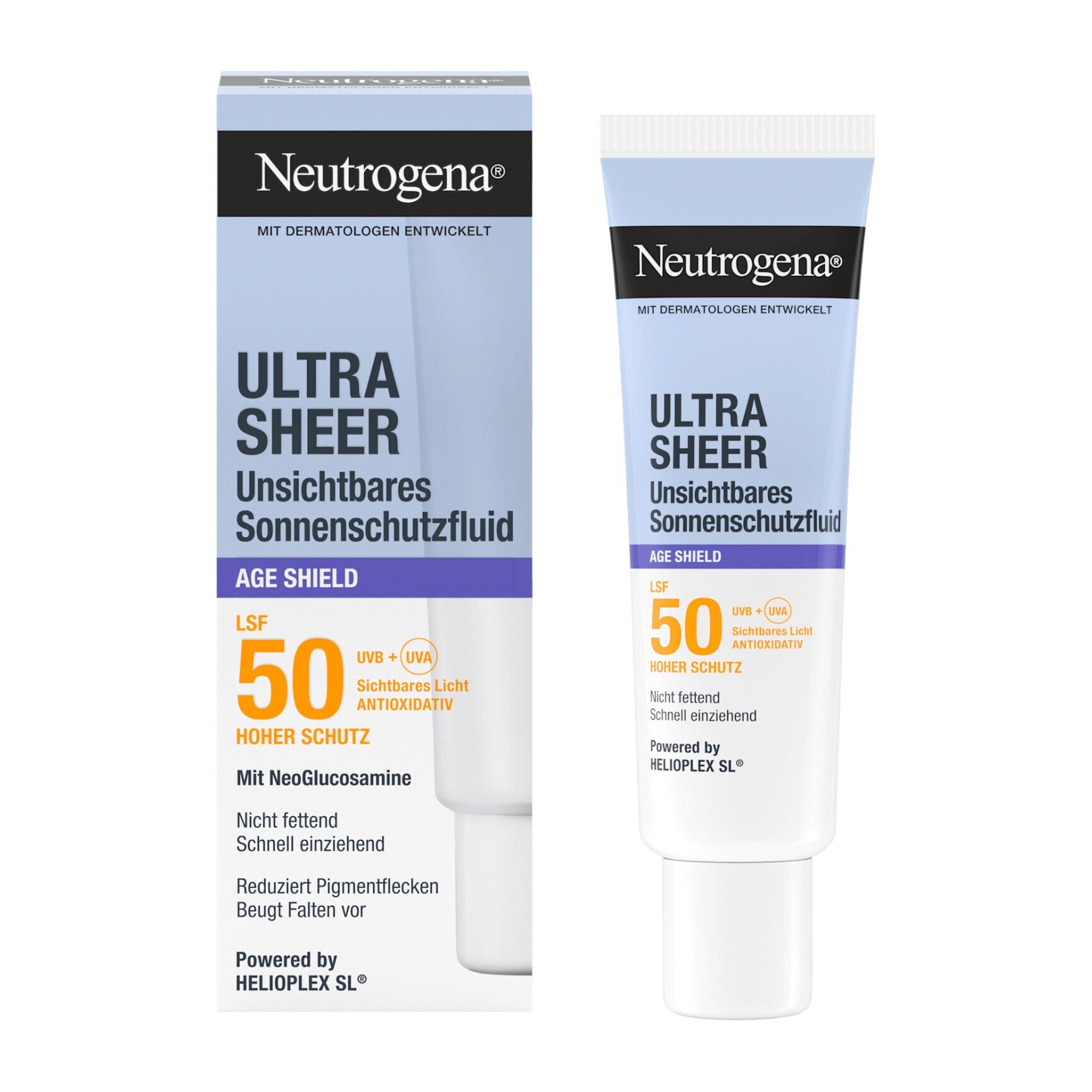 Neutrogena Ultra Sheer Invisible Fluid Age Shield SPF 50+ Sunscreen (20% OFF) - 50ml - Bloom Pharmacy