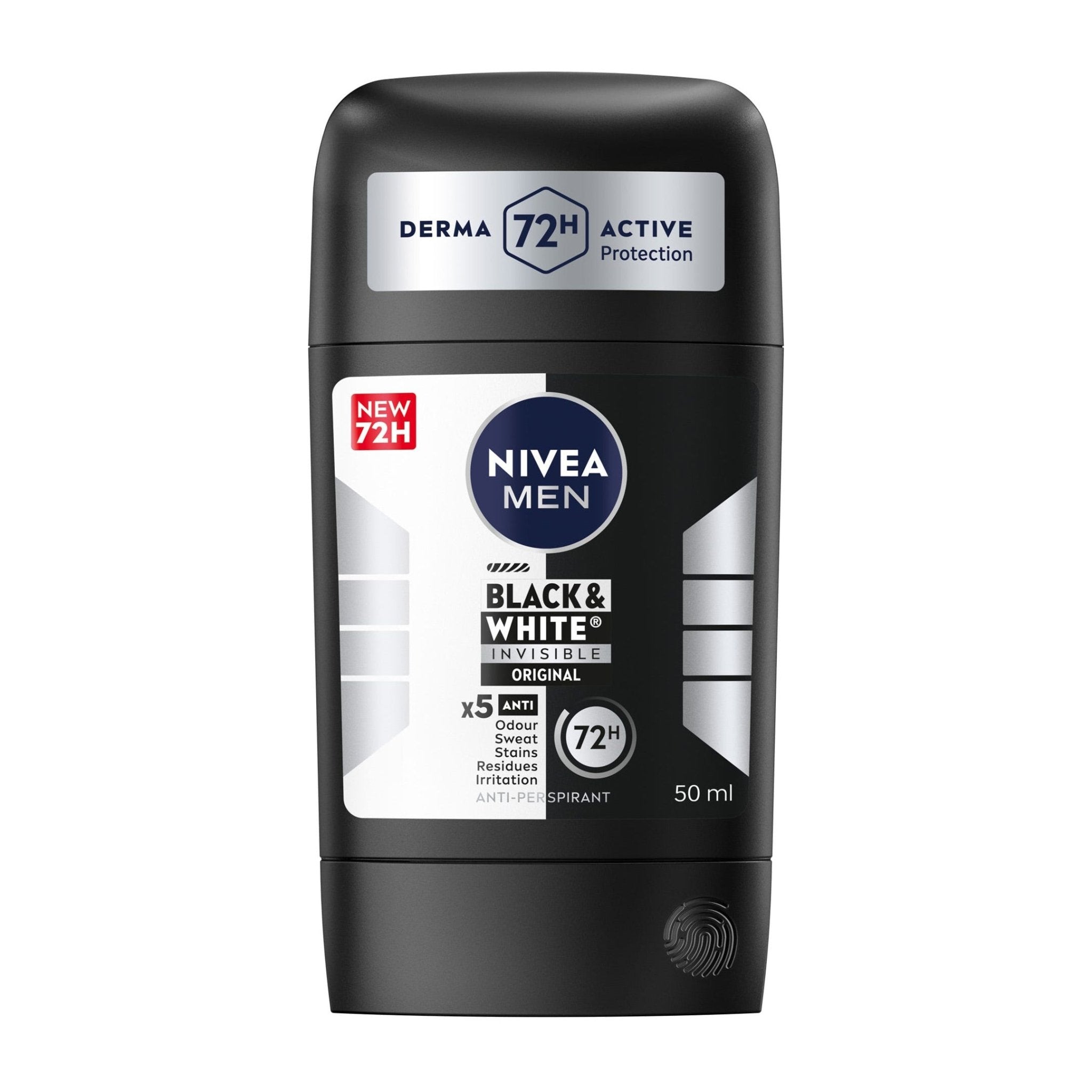 Nivea Men Black & White Invisible 72H Antiperspirant Deodorant Stick - 50ml - Bloom Pharmacy
