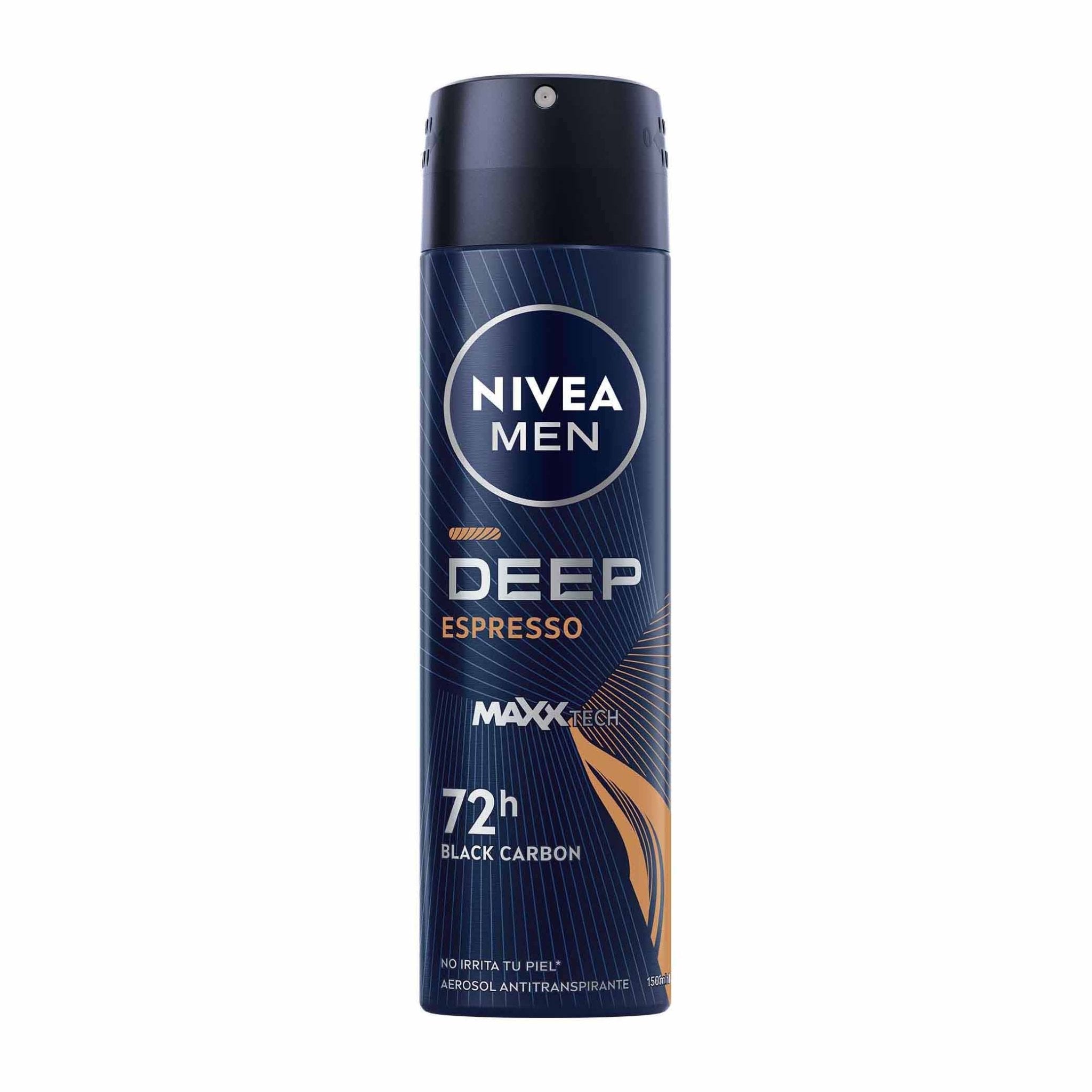 Nivea Men Deep Black Carbon Espresso 72H Antiperspirant Spray - 150ml - Bloom Pharmacy