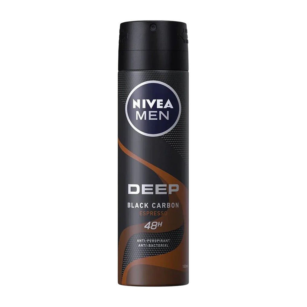 Nivea Men Offer 20% Deep Black Carbon Espresso 48H Antiperspirant Spray - 150ml - Bloom Pharmacy