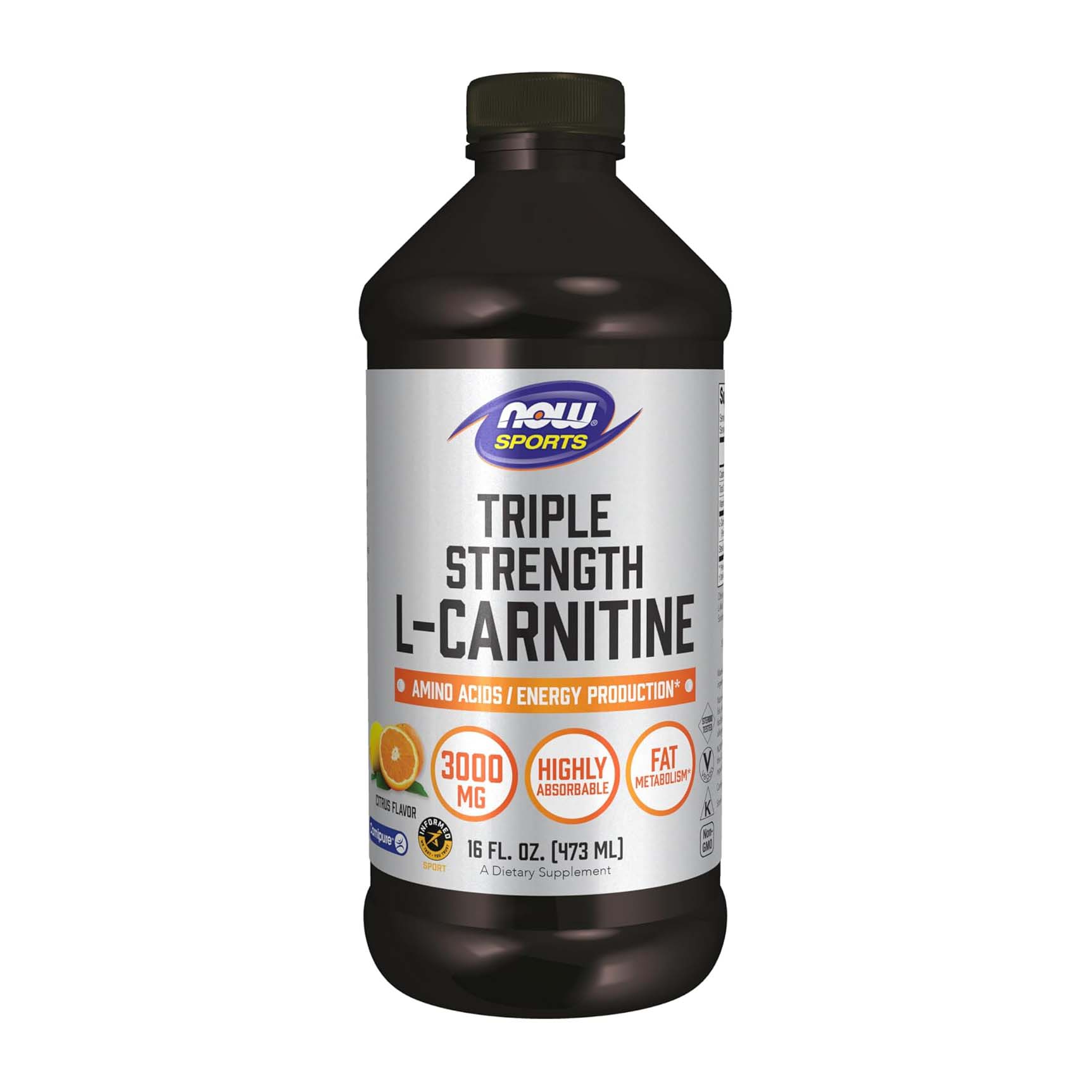 Now Sports Triple Strength L - Carntine Liquid - 473ml - Bloom Pharmacy