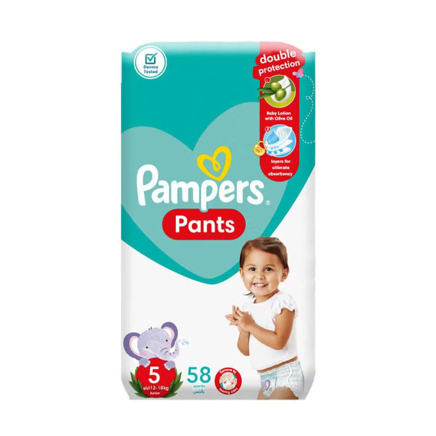 Pampers Pants Size (5) 12 - 18kg Junior Diapers - 58 Count - Bloom Pharmacy