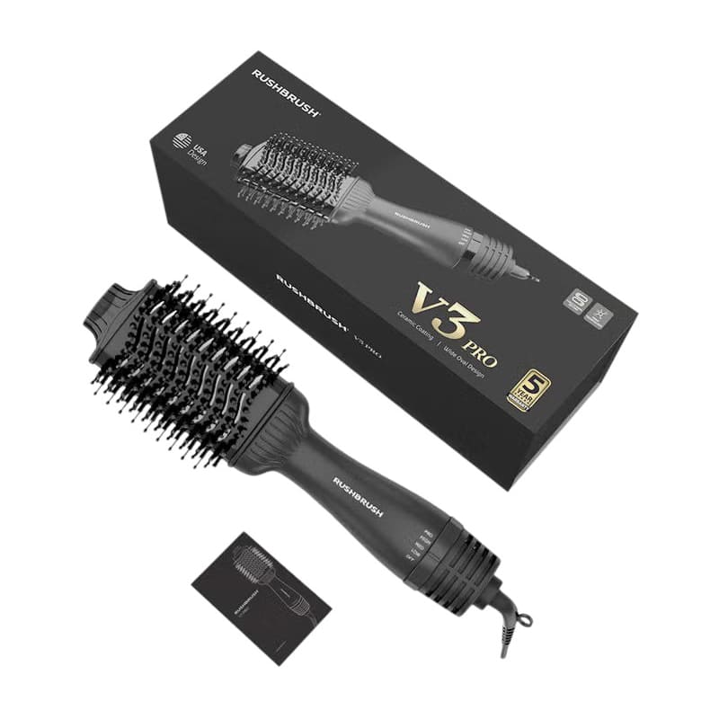Rush Brush V3 Pro Fastest Volumizing Hair Brush - Black - Bloom Pharmacy
