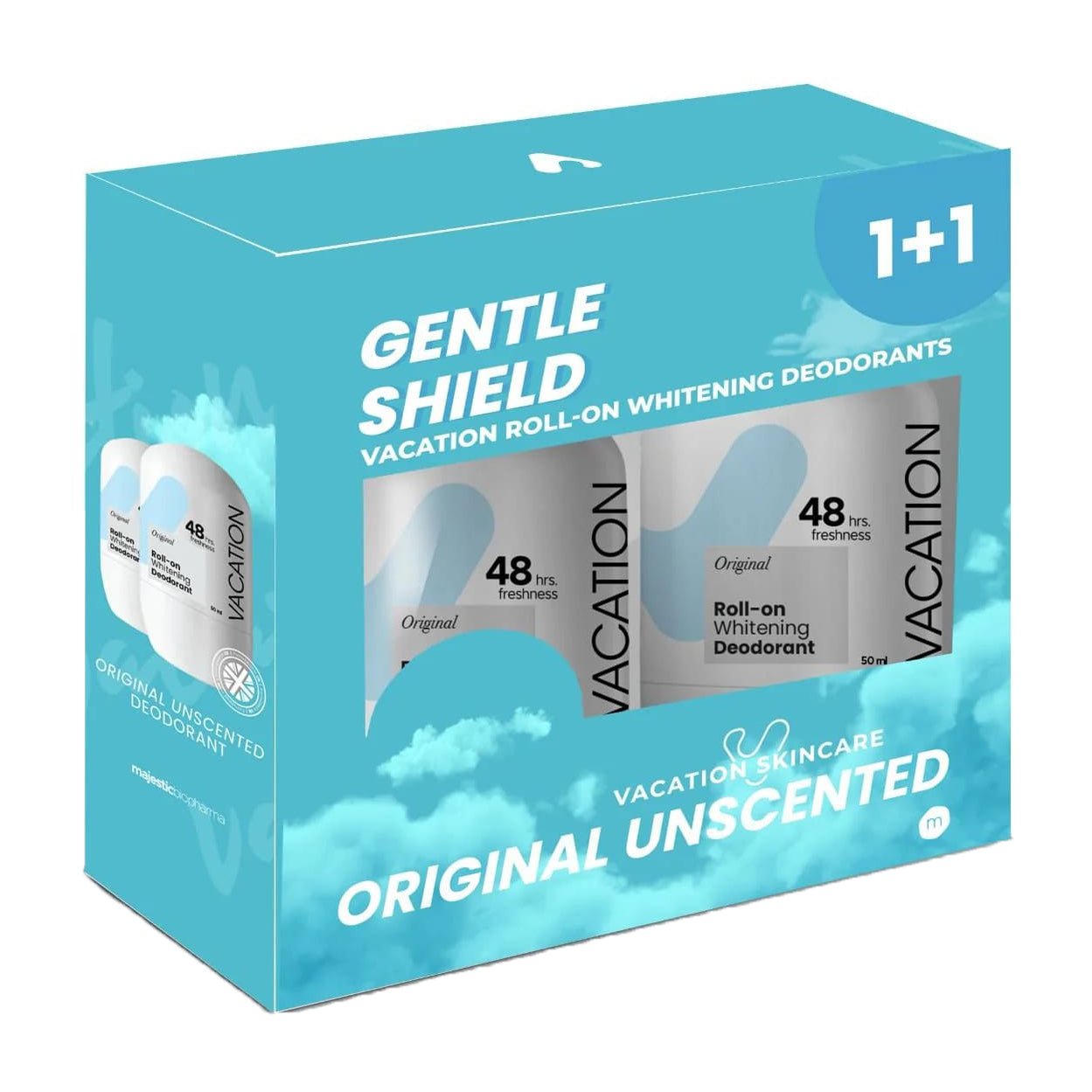 Vacation Original Unscented Whitening Deodorant Roll On (1+1) - 50ml - Bloom Pharmacy