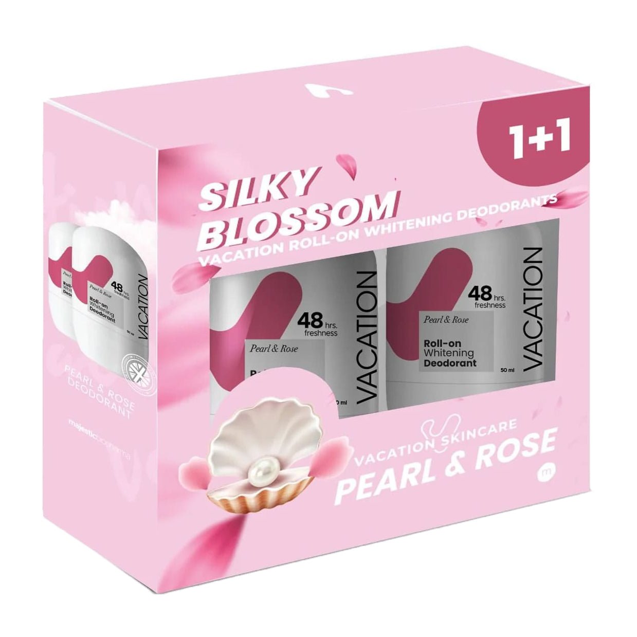 Vacation Pearl Rose Whitening Deodorant Roll On (1+1) - 50ml - Bloom Pharmacy