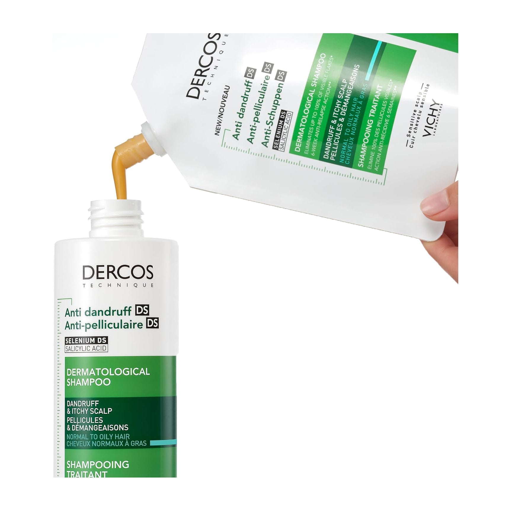 Vichy Dercos Anti Dandruff Refill Shampoo For Normal To Oily Hair - 390ml - Bloom Pharmacy
