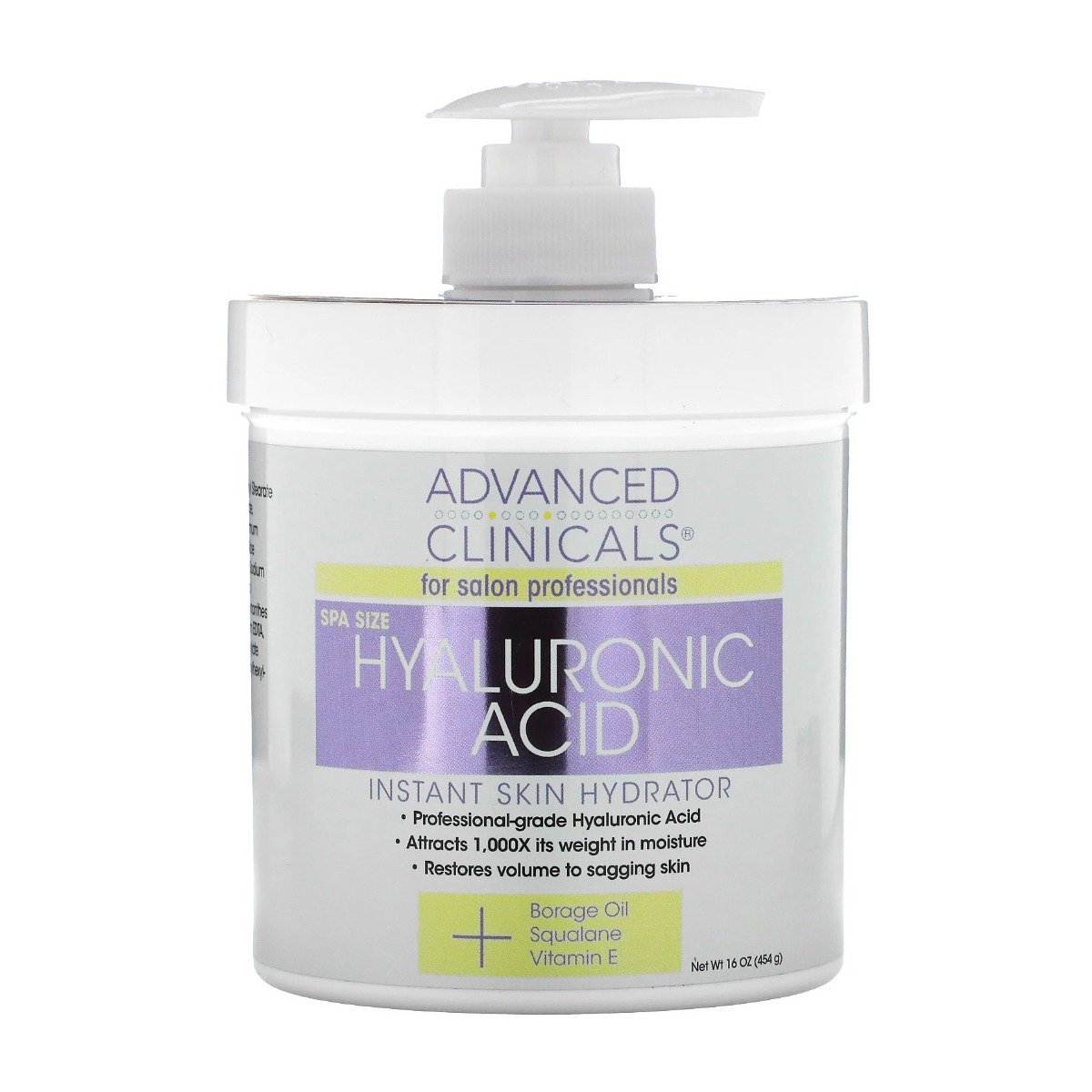 Advanced Clinicals Hyaluronic Acid Instant Skin Hydrator - 454gm - Bloom Pharmacy