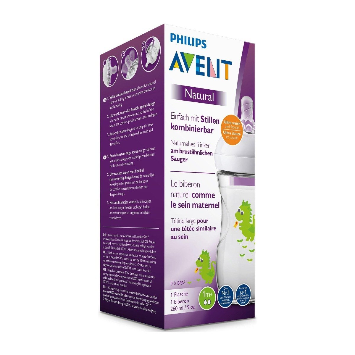 Avent Natural Baby Bottle 260ml 1m+ - Dragon - Bloom Pharmacy