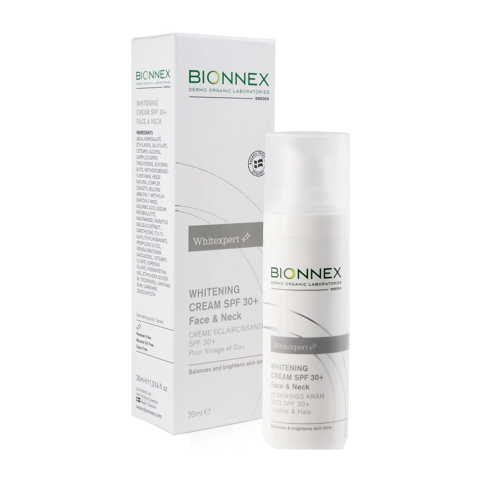 Bionnex Whitening Cream SPF 30+ Face & Neck – 30ml - Bloom Pharmacy