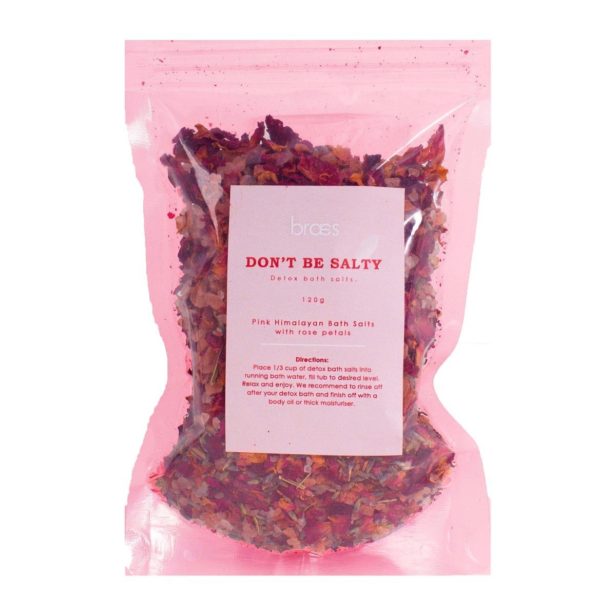 Braes Pink Himalayan Bath Salts With Rose Petals – 200gm - Bloom Pharmacy