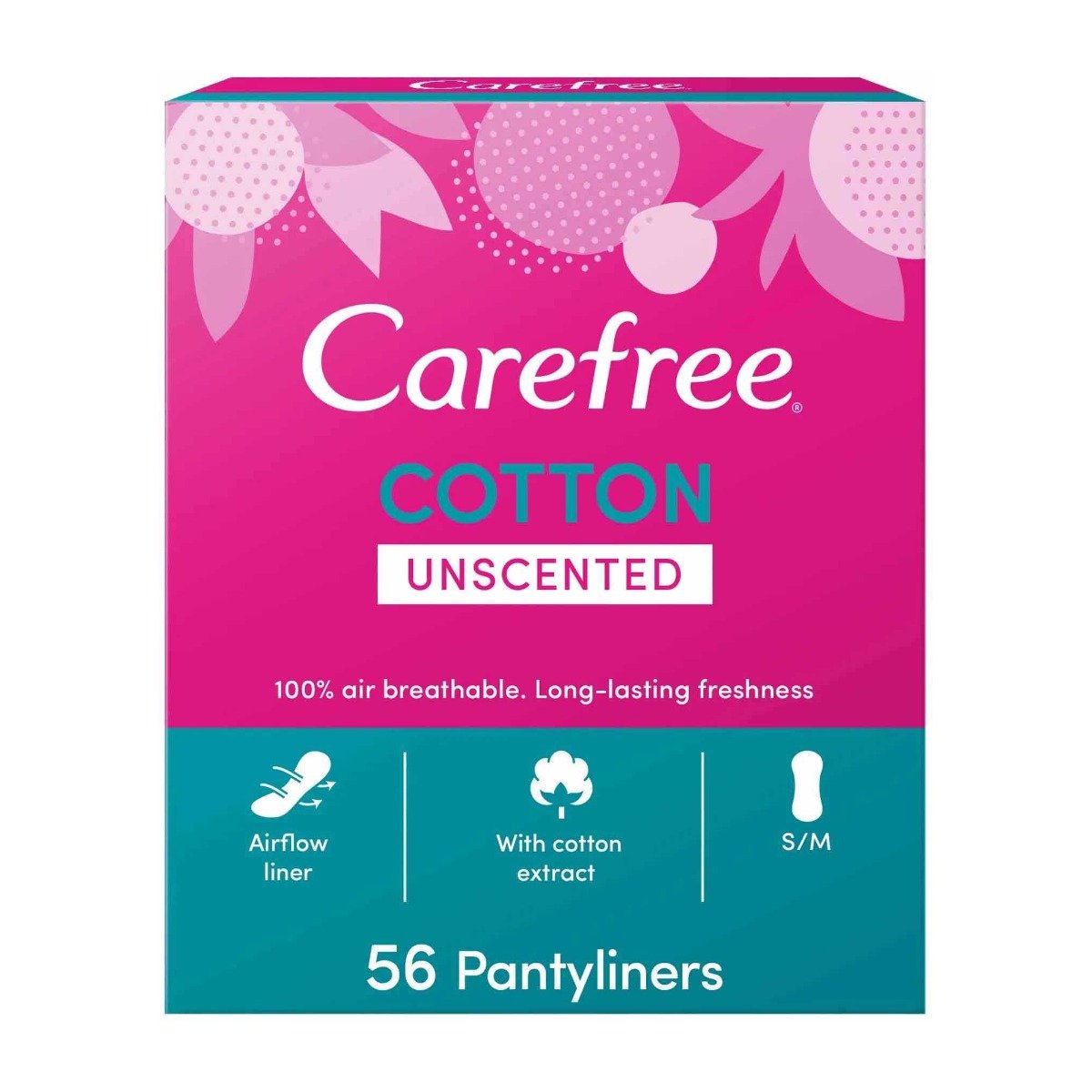 Carefree Cotton Feel Unscented Pantyliners - 56pcs - Bloom Pharmacy