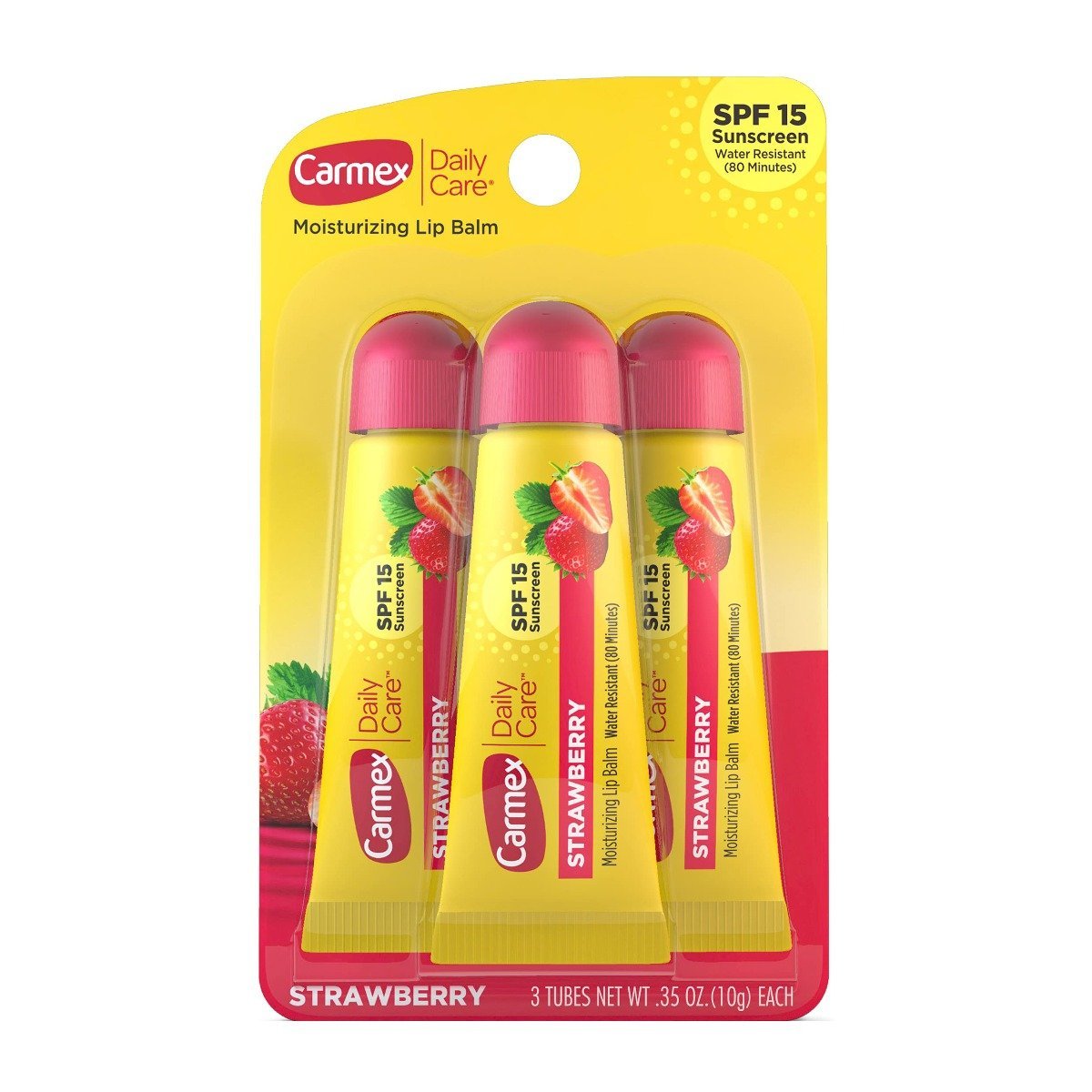 Carmex Daily Care Strawberry Moisturzing Lip Balm Tubes With SPF 15 3Pcs – 10gm - Bloom Pharmacy