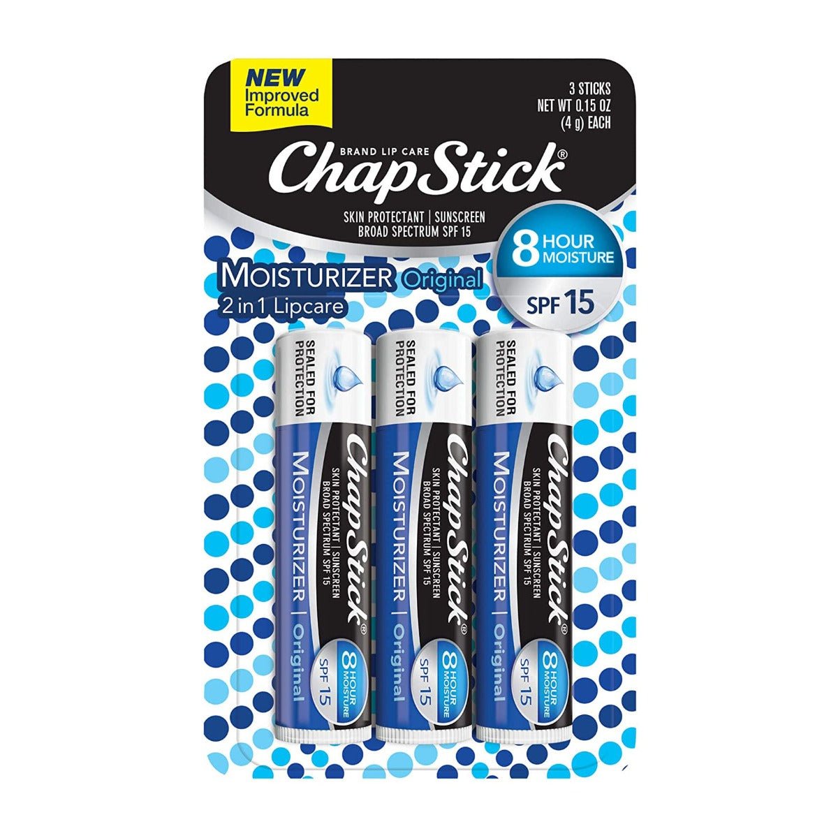 ChapStick Moisturizer Original 8H SPF 15 Lip Balm - 3 Sticks - Bloom Pharmacy