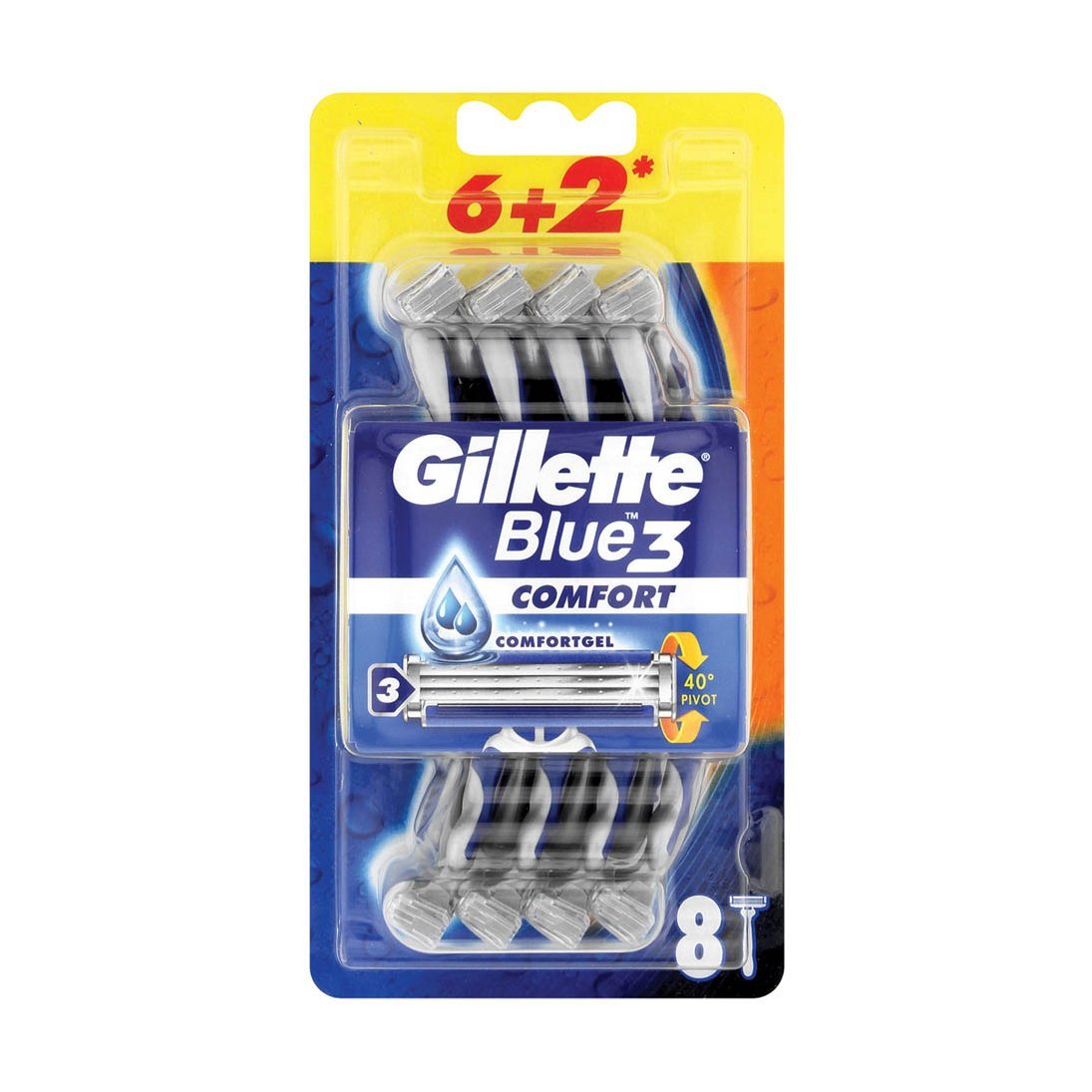 Gillette Blue3 Comfort Disposable Razors - 6+2 Razors - Bloom Pharmacy