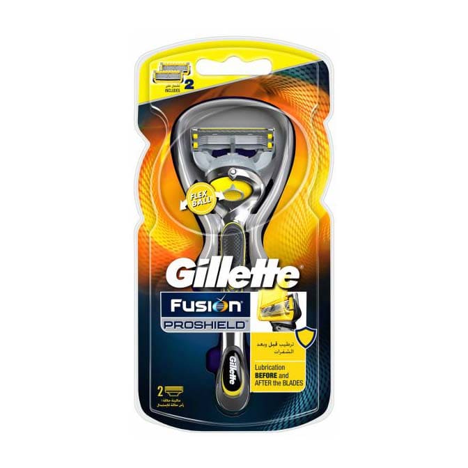 Gillette Fusion Proshield Lubication Before and After The Blades + 2 Razor - Bloom Pharmacy