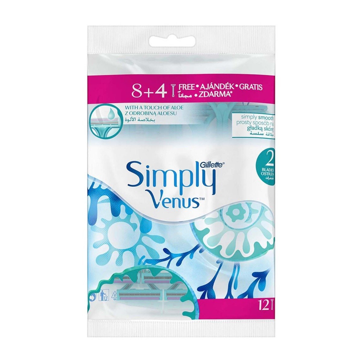 Gillette Simply Venus 8+4 - 2 Blades - Bloom Pharmacy