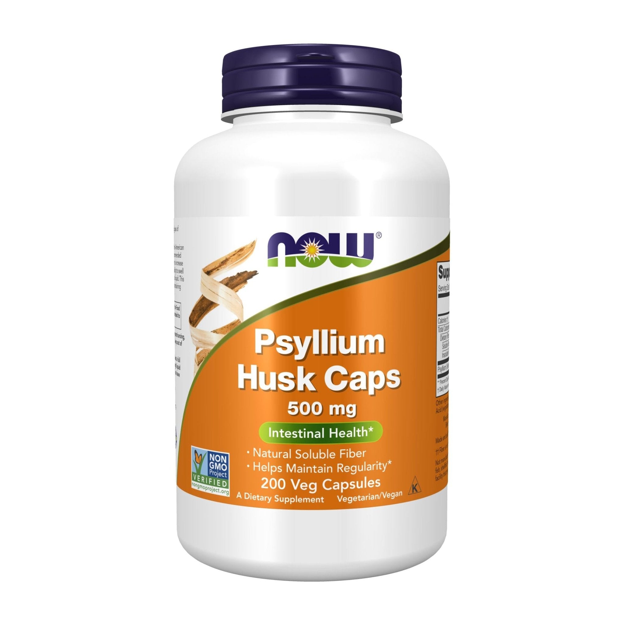 Now Psyllium Husk Caps 500mg Intestinal Health - 200 Veg Capsules - Bloom Pharmacy