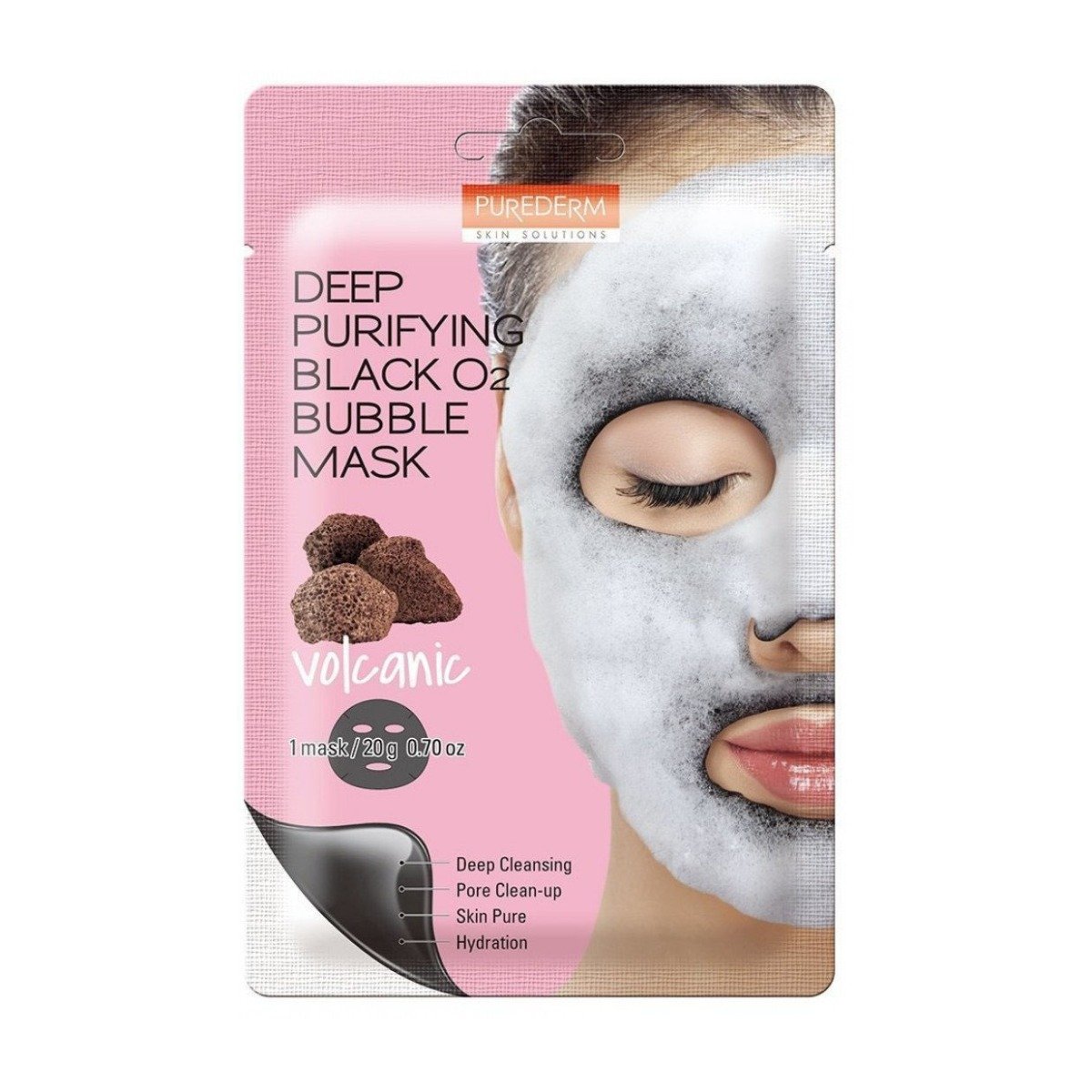Purederm Volcanic Deep Purifying Black O2 Bubble Mask - 20gm - Bloom Pharmacy