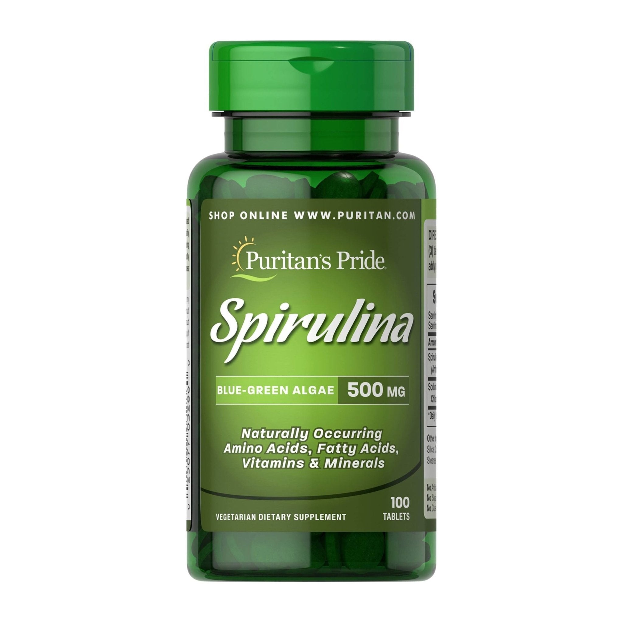 Puritan’s Pride Spirulina Blue-Green Algae 500mg - 100 Tablets - Bloom Pharmacy