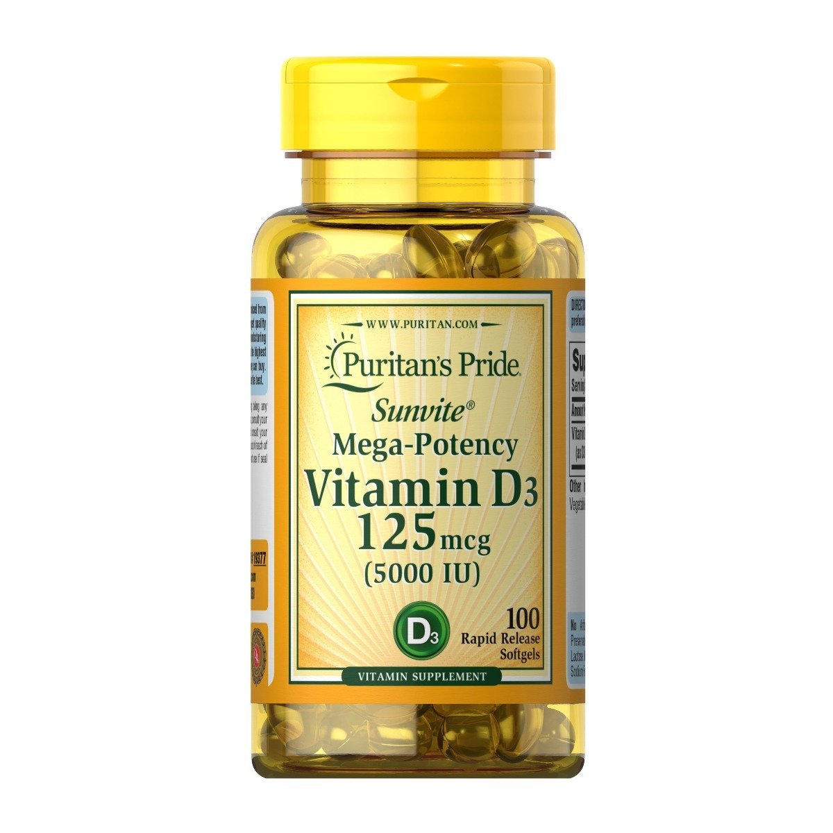 Puritans Pride Vitamin D3 5000IU - 100 Softgels - Bloom Pharmacy